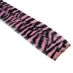Clip-In 12" Hair Extensions Baby Pink Zebra Tiger Print Emo Scene Extension