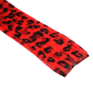 Clip-In 12&quot; Hair Extensions Red Leopard Print Emo Scene Extension Rave