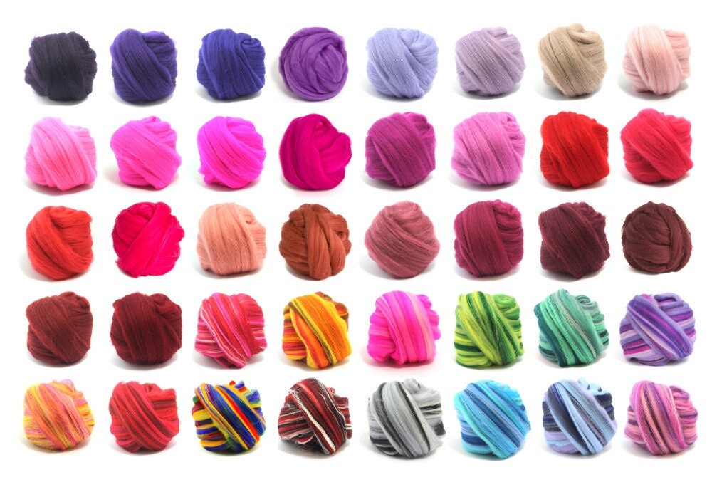 50g / 100g Merino Wool Roving Top Felting Dreads Needle Spinning 40 Colours Available