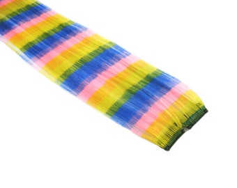 Clip-In 12" Hair Extensions Rainbow Stripe Emo Scene Extension Goth Punk Rave Party