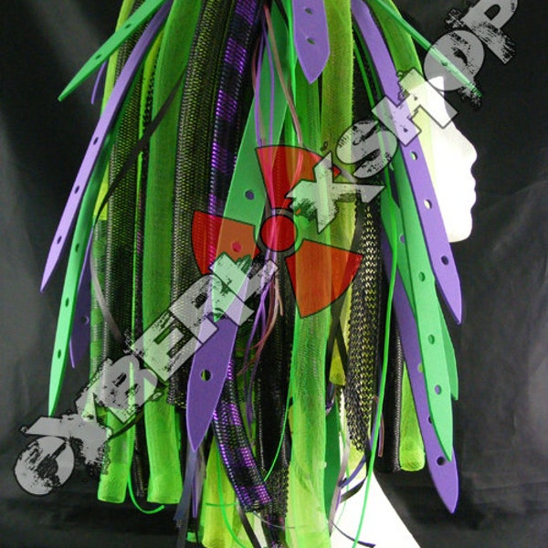 Cyberlox Dread Goth Purple Neon Green MutantWeb Hair Falls