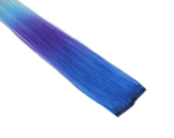 Clip-In 12" Haarspange Royal Blau Violett Lila Aqua Ombre Übergangs-Emo Scene Extension Rave