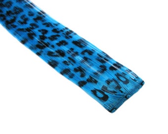 Clip-In 12" Hair Extensions Neon Blue Leopard Print Emo Scene Extension Rave