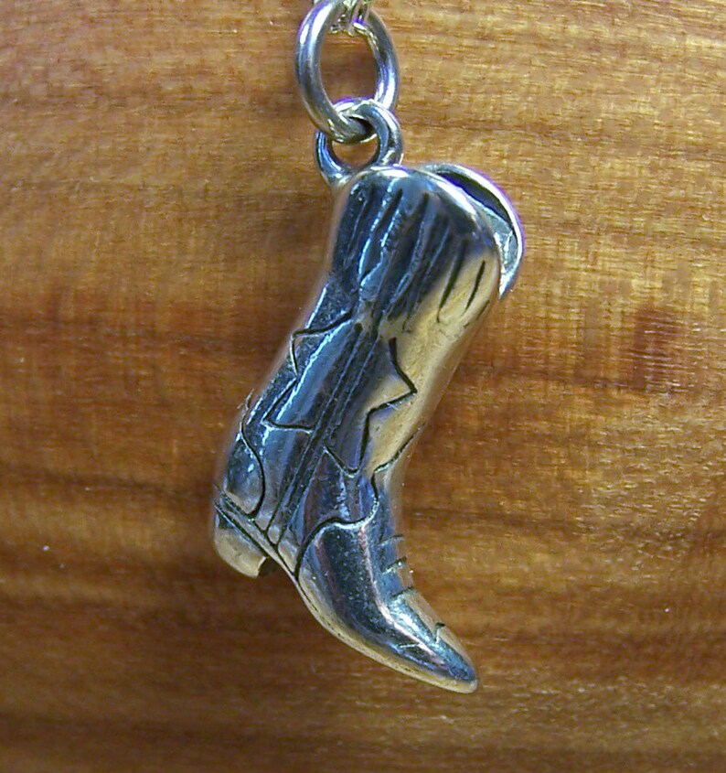 Silver Cowboy Boot Charm Pendant Sterling Silver Charm Etsy