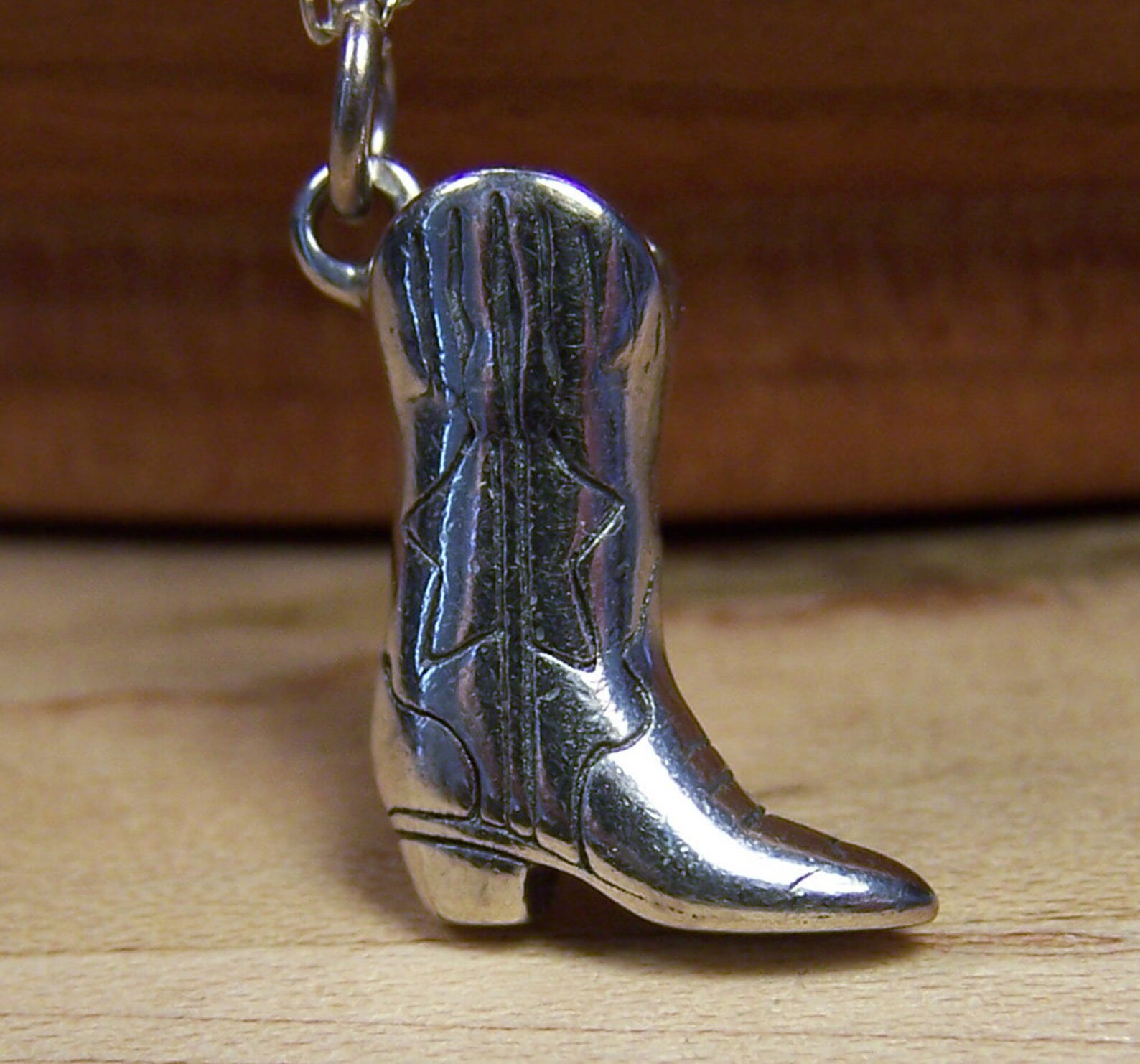 Silver Cowboy Boot Charm Pendant Sterling Silver Charm Etsy