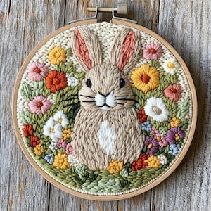 Beginner Easter DIY Punch Needle Kit - Bunny Embroidery, Easy Craft Kits for Adults, Embroidery Punch, Needle Punch