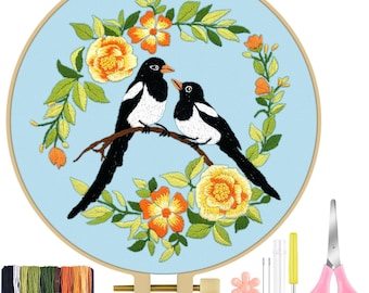 Bird Embroidery Kit for Beginners, Adult Needlepoint, Cross Stitch, DIY Art, Craft Gift, Wall Decor, Needlework Set