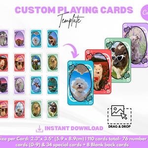 Cartes personnalisées UNO avec photos | Modèle de toile modifiable | Coffret cadeau imprimable esthétique