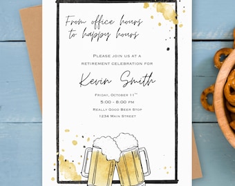 Happy Hour Retirement Party Invitation, Retirement Party Digital Download, Party Invitation Template, Retirement Invitation, Cheers Invite