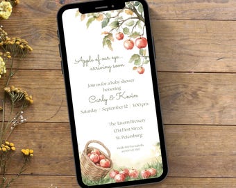 Apple of Our Eye Mobile Baby Shower Invitation | Fall Autumn Shower Invite | Gender Neutral Apple Theme | Editable Digital Template | BS9