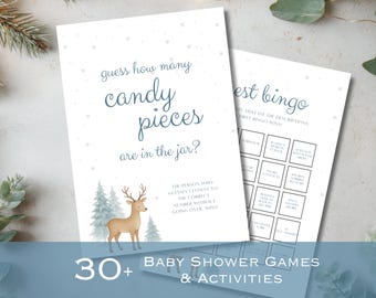 Juegos para baby shower de invierno / Tema de nieve de género neutro / Maravillas navideñas para bebés / Plantillas editables de Canva / Paquete de juegos imprimibles / BS8