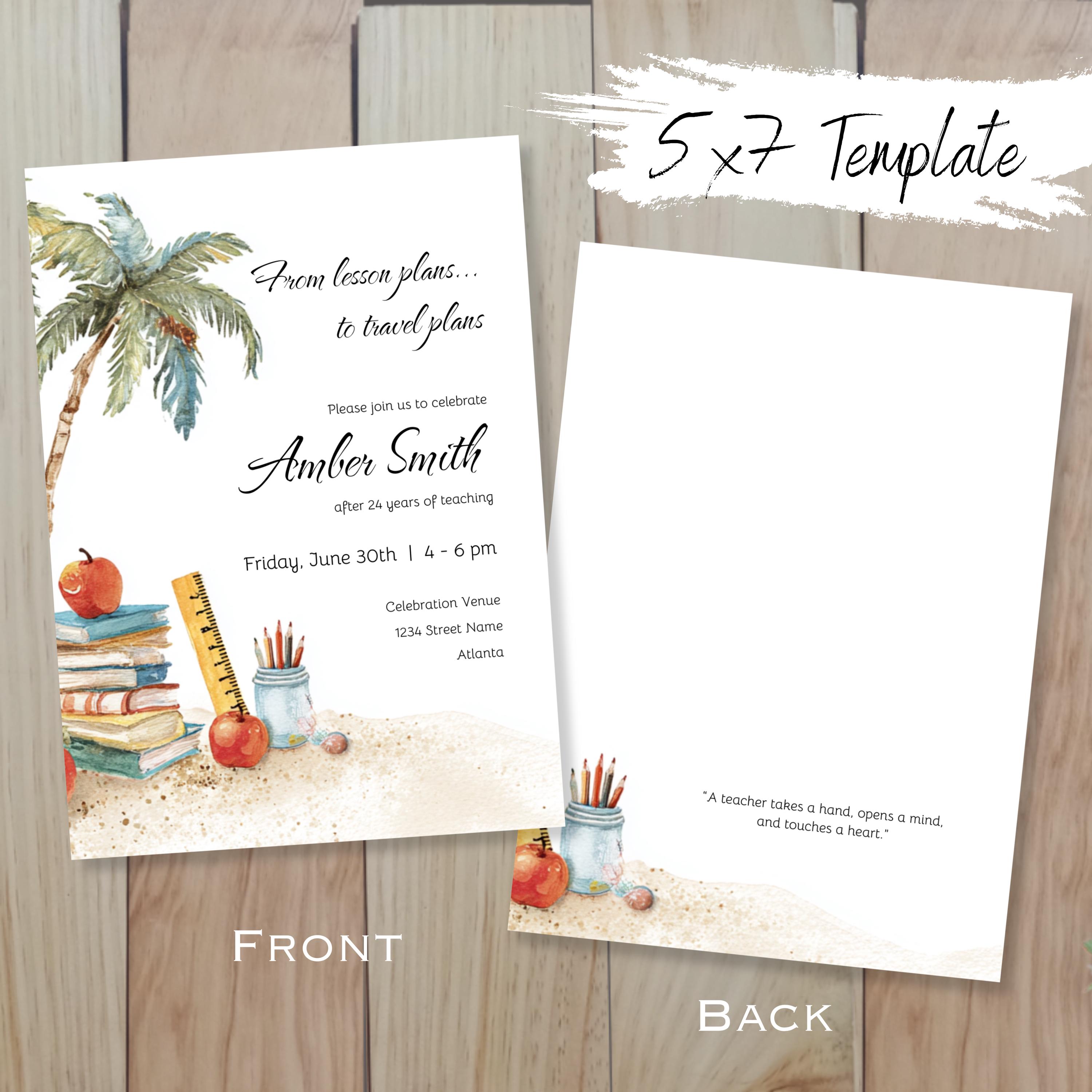 Lesson Invitation Teacher Retirement Invitation | From Lesson Plans to Travel Plans ...