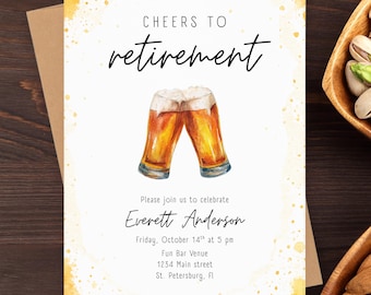Cheers to Retirement Party Invitation, Retirement Party Digital Download, Party Invitation Template, Retirement Invitation, Happy Hour