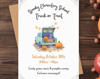 Spooky Trunk or Treat Flyer and Invitation | Halloween Invitation Template | Editable Fall Festival Community Event | Digital Download