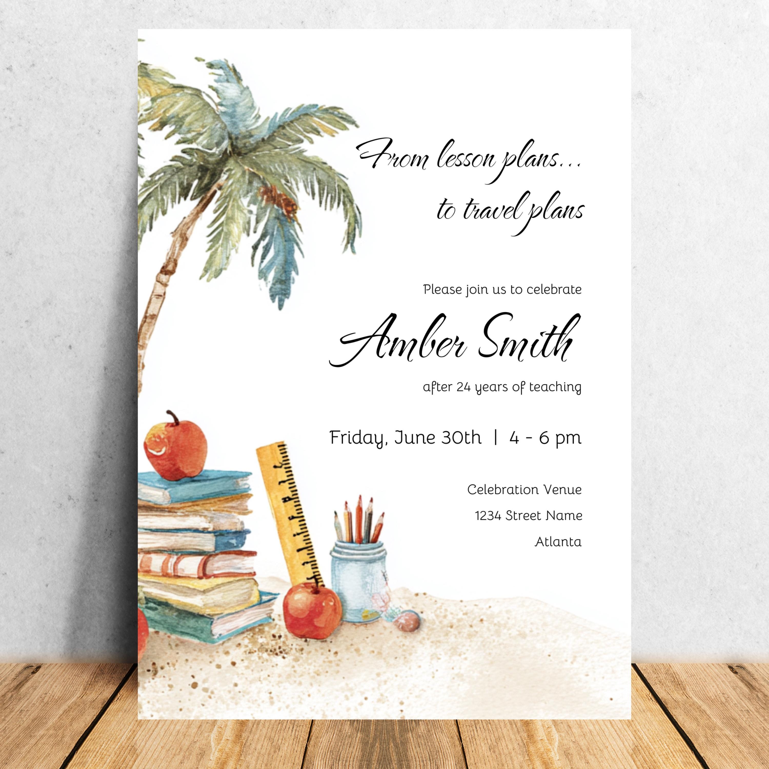 Lesson Invitation Teacher Retirement Invitation | From Lesson Plans to Travel Plans ...