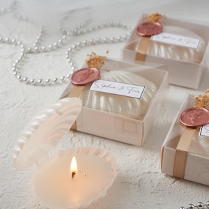 Personalized Wedding  Oyster Candle Favors in Bulk,Handmade Ocean Theme Seashell Candle Favor for Beach Wedding Guests, Bridal Shower Candle