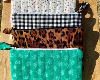 The Yzabelle Flat Zipper Clutch/Pouch. Quilted Travel/Jewelry Organizer, Cosmetic/Makeup Bag, Toiletry Pouch