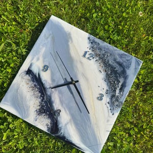 Handmade White Resin Clock – Elegant Wall Art for Living Room