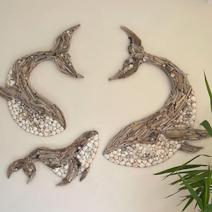 Driftwood Large Whale Sculpture – Large Coastal Wall Hanging –Beach House Decor – Whale Art for Ocean Lovers- Large Driftwood Whale Wall Art