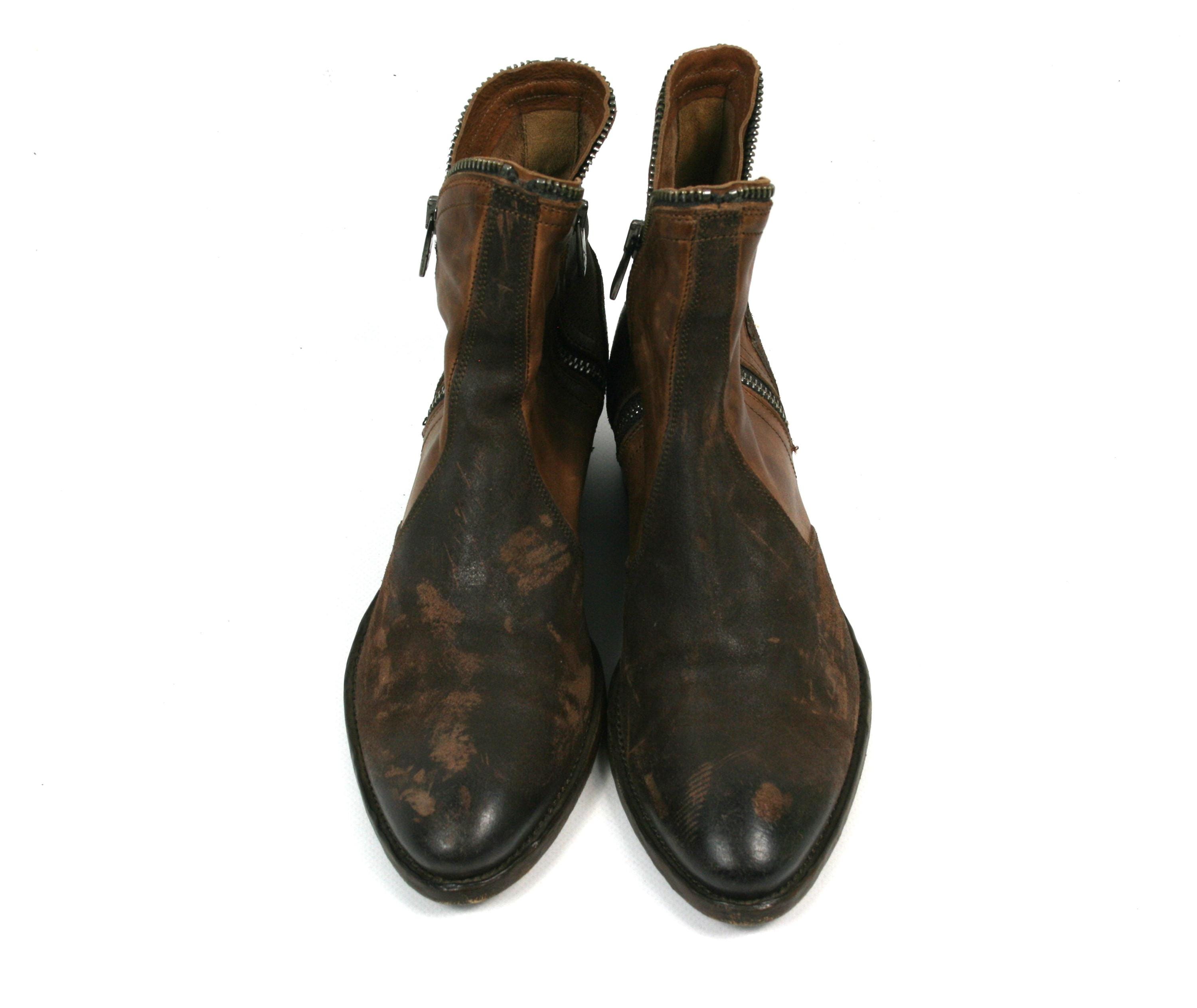 Pantanetti Rugged High-Top Boots With Distressed Leather Upper - NWT Pantanetti - 19014D Fold in Nero Chubby – gravitypope main image 4
