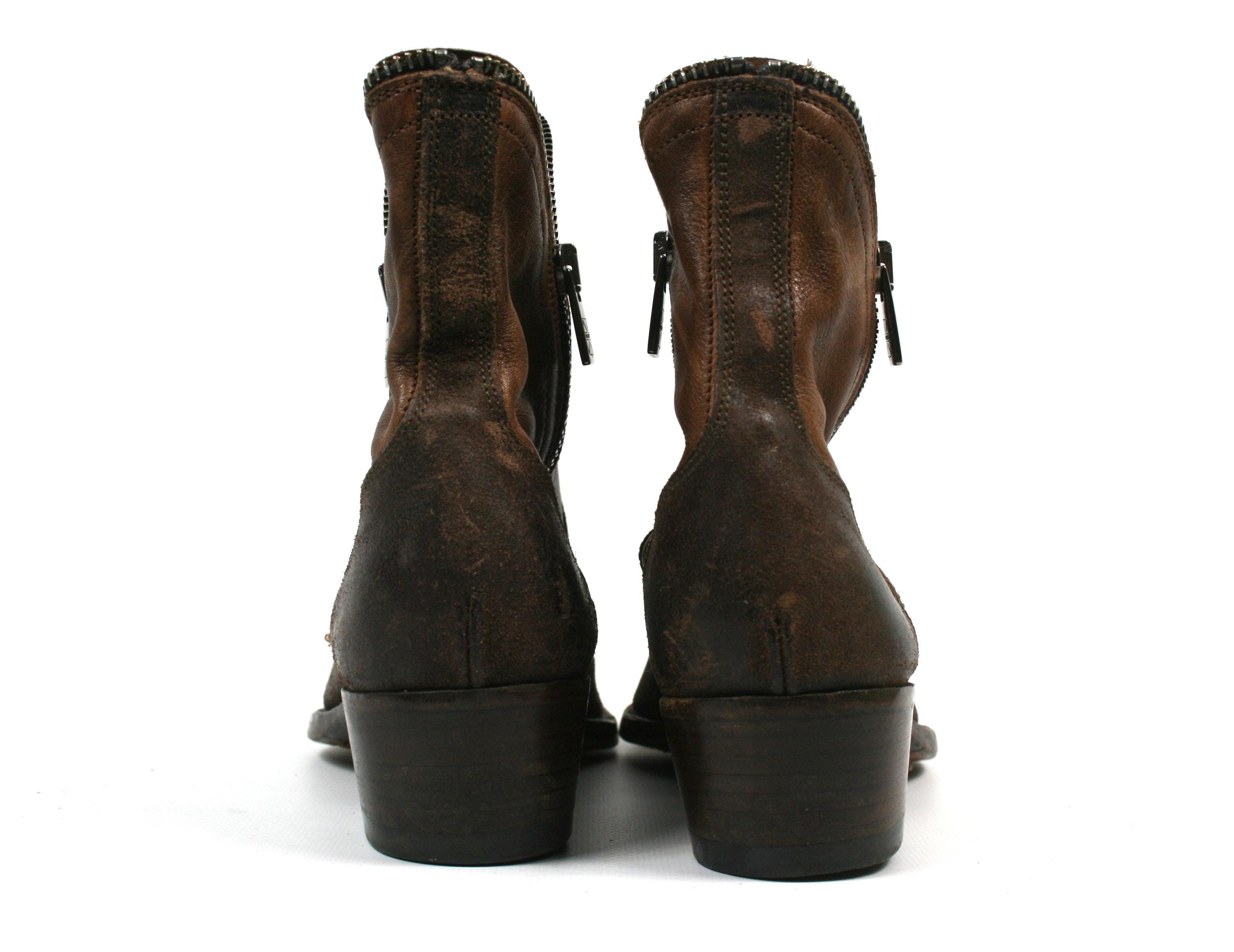 Pantanetti Biker Distressed Zip All Over Leather Boots  display picture 2