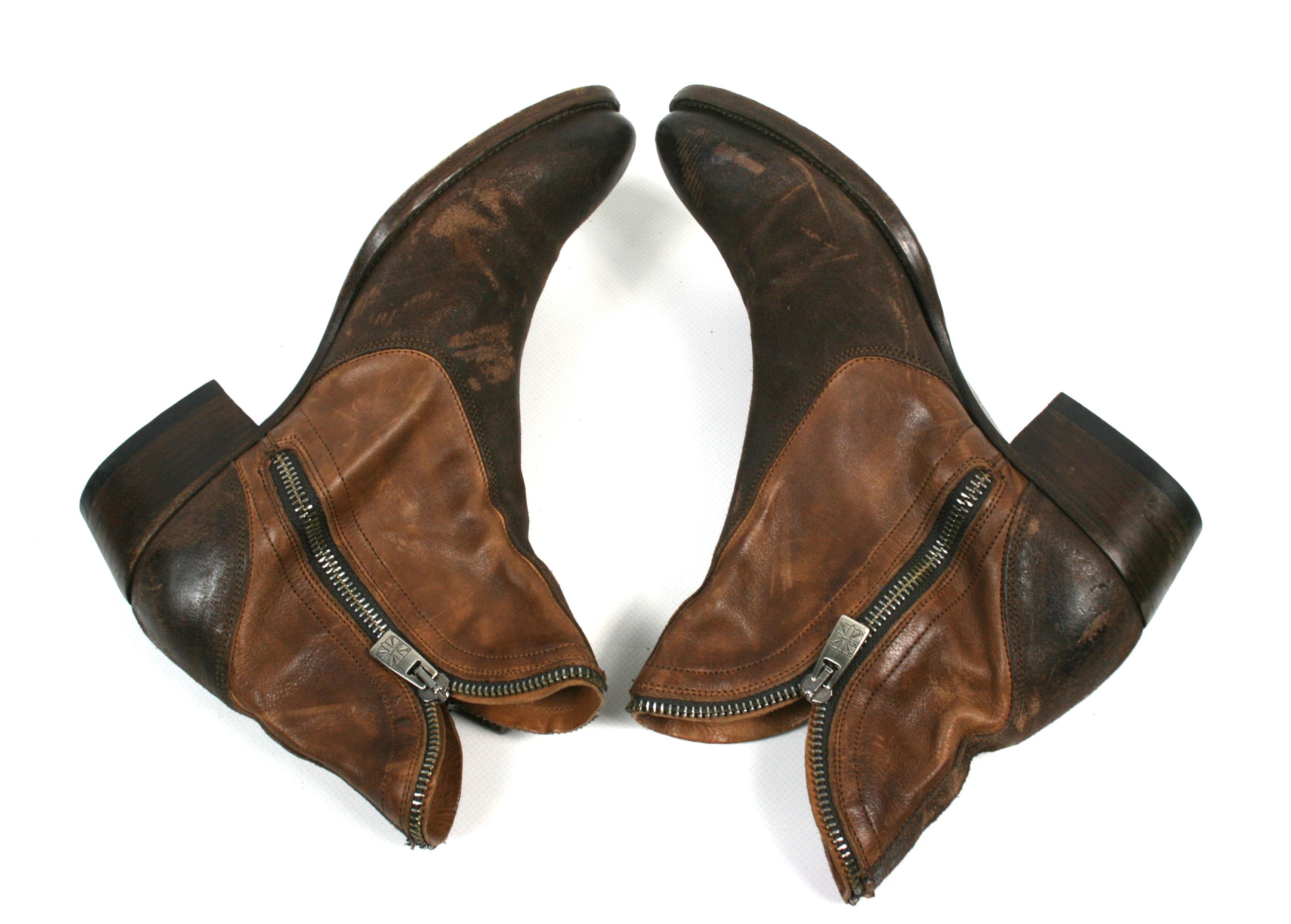 Pantanetti Biker Distressed Zip All Over Leather Boots  display picture 3
