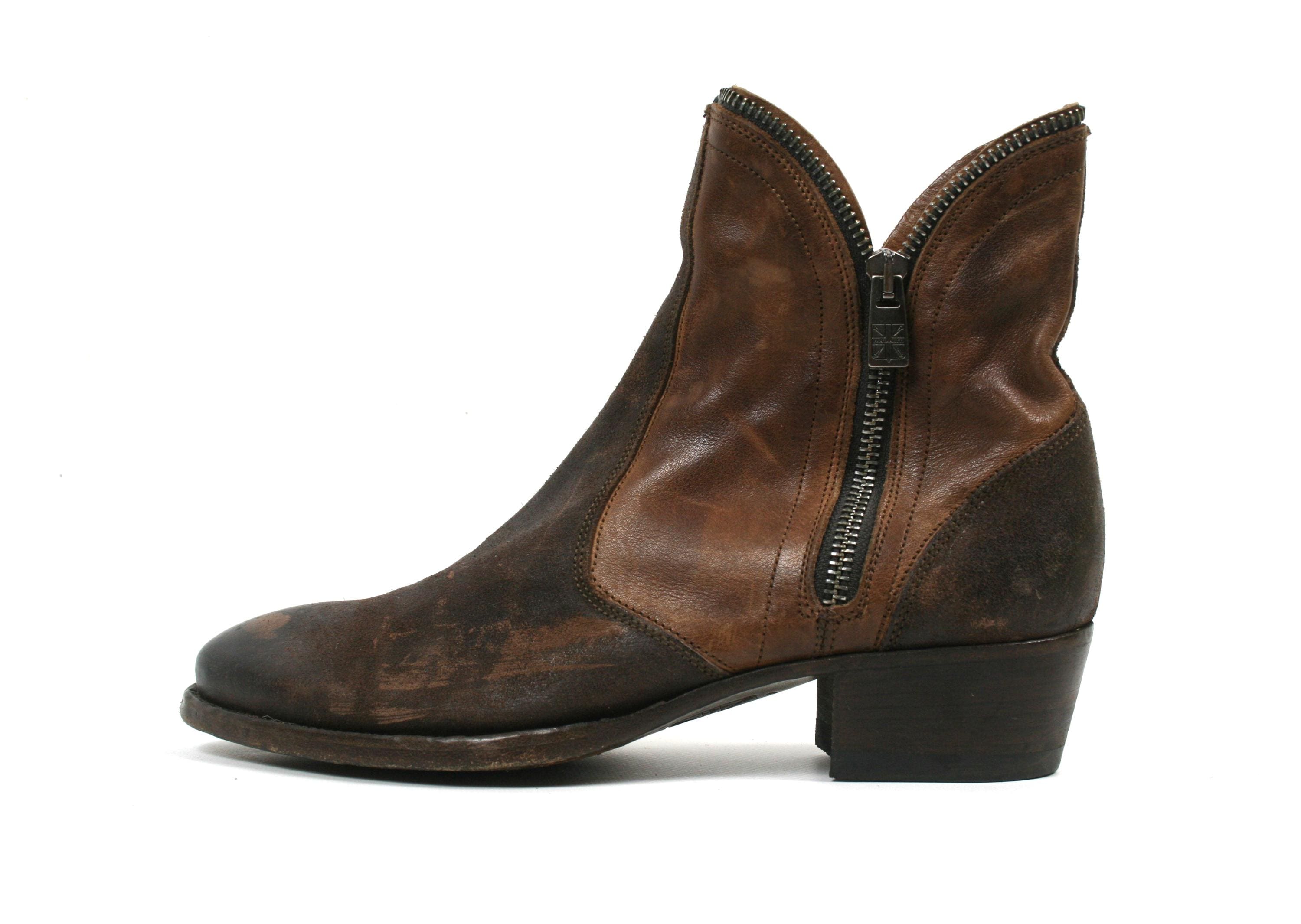 Pantanetti Biker Distressed Zip All Over Leather Boots 