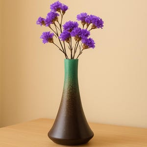 Handmade ceramic vase – Minimalist Japandi style decor – Turquoise brown vase for flowers or dried flowers or interior decoration