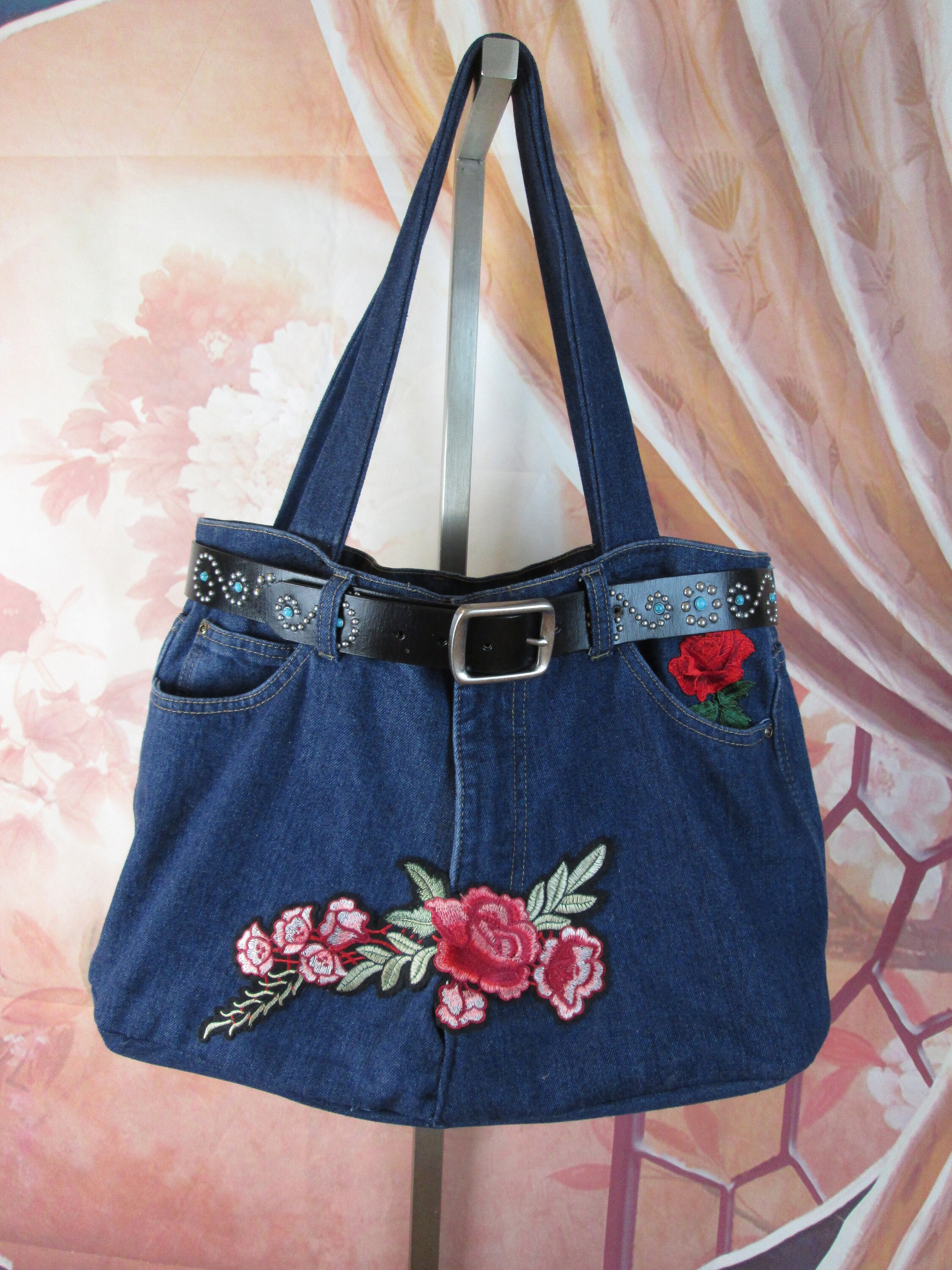 Custom Recycled Tote Blue Denim Shoulder - Etsy