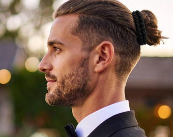 Men's Formal Hair Ties Medium 8-Pack Thick Hair Bun Made in USA