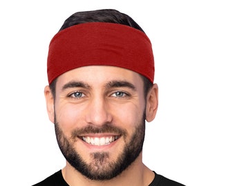 Men's Headbands Cotton Sweatbands Medium Large X-Large Sports Fitness Yoga 3" & 5" Wide Breathable Comfortable Made in the USA