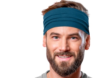 Men's Headbands Cotton Sweatbands Medium Large X-Large Sports Fitness Yoga 3" & 5" Wide Breathable Comfortable Made in the USA