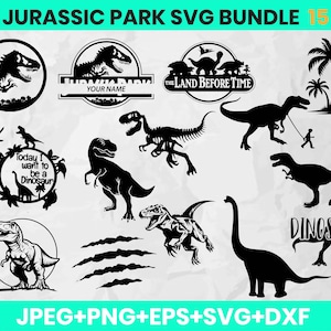 Jurassic Park Dinosaur SVG Bundle: T-Rex Clipart (Digital Download)