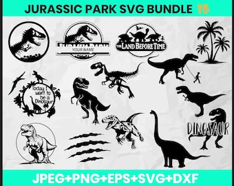 Jurassic Park Dinosaur SVG Bundle: T-Rex Clipart (Digital Download)