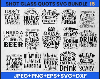 Pacchetto SVG con citazioni divertenti sul bere: design per involucri di bicchierini (download digitale)