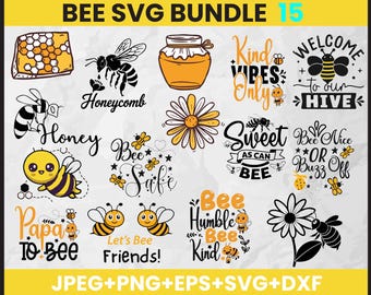 Pakiet Bee SVG, Honeycomb, Bee Kind Quotes (Pobieranie cyfrowe)