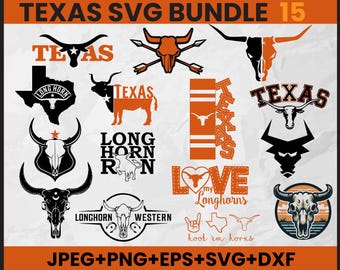Texas Longhorns SVG Bundle: Logo Designs for Cricut, Silhouette (Digital Download)