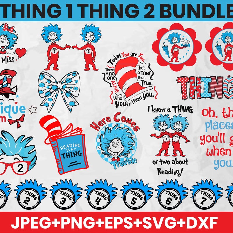 Thing 1 Clipart - Etsy
