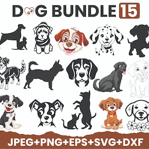 Dog Breeds SVG Bundle: Silhouette Clipart for Cricut (Instant Download)