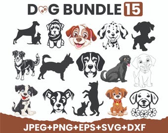 Dog Breeds SVG Bundle: Silhouette Clipart for Cricut (Instant Download)