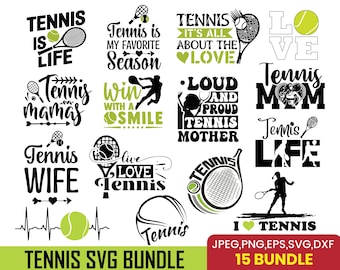 Tennis SVG Bundle: Sports Quotes Clipart for Cricut & Silhouette (Instant Download)