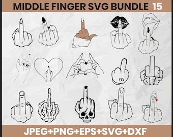 Middle Finger Skeleton SVG Bundle: Funny Clipart, Cut File (Instant Download)