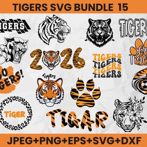 Tigers SVG Bundle: Football, Paw, and Head Designs (Digital Download)