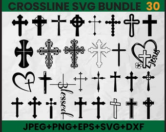 Cross SVG Bundle: Christian Faith Graphics, Silhouette Clipart (Digital Download)