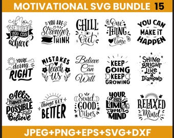 Boho Inspirational Quotes SVG Bundle: Positive Affirmations (Digital Download