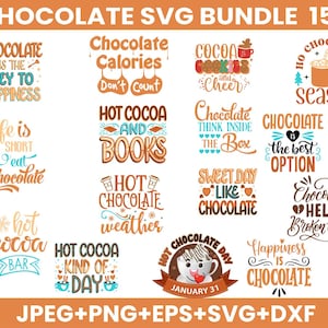 Chocolate Quotes SVG Bundle: Winter Cocoa Designs (Digital Download)
