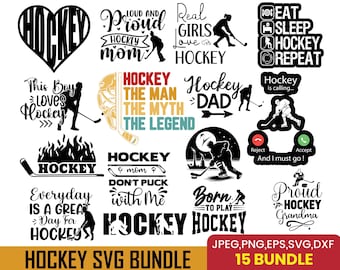 Paquete SVG de hockey: Citas de mamá y papá, imágenes prediseñadas de jugador (descarga digital)