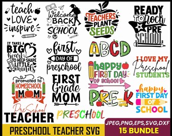 Preschool Teacher SVG Bundle: Back to School Cricut & Silhouette Files (Digital Download)