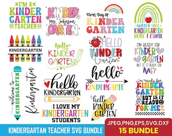 Kindergarten Teacher SVG Bundle: Back to School Designs (Digital Download)