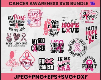Breast Cancer Awareness SVG Bundle: Ribbon T-Shirt Designs (Digital Download)